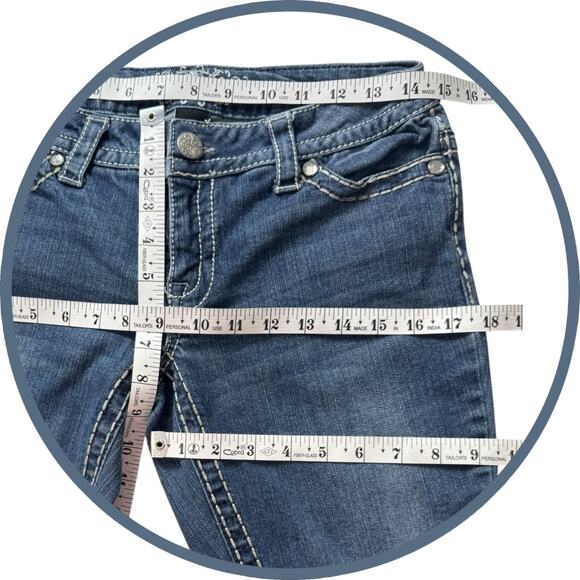 VTG Y2k Bling Low Rise Bootcut Jeans Paisley Sky 4 Stretch Cowgirl Boho Western - Picture 9 of 16